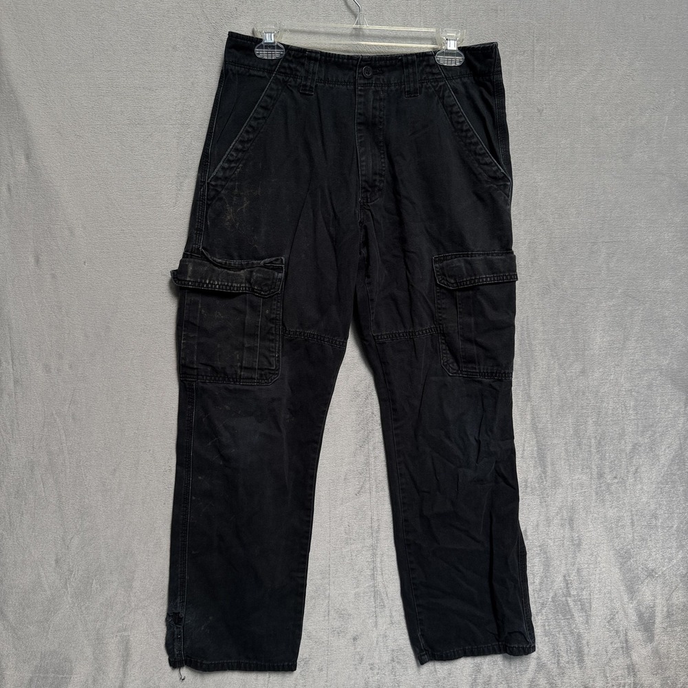 Wrangler Cargo Pants Mens 30x30 Black Relaxed Fit 100% Cotton Utility Workwear